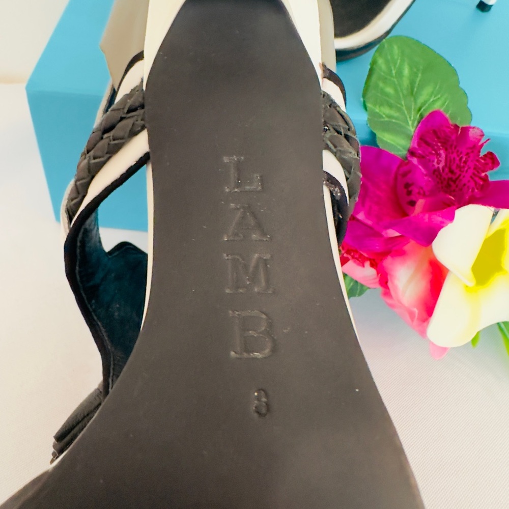 L.A.M.B. ~ Black, White and Gray 4” Peep Toe Heels by Gwen Stefani size 8 - Picture 3 of 11